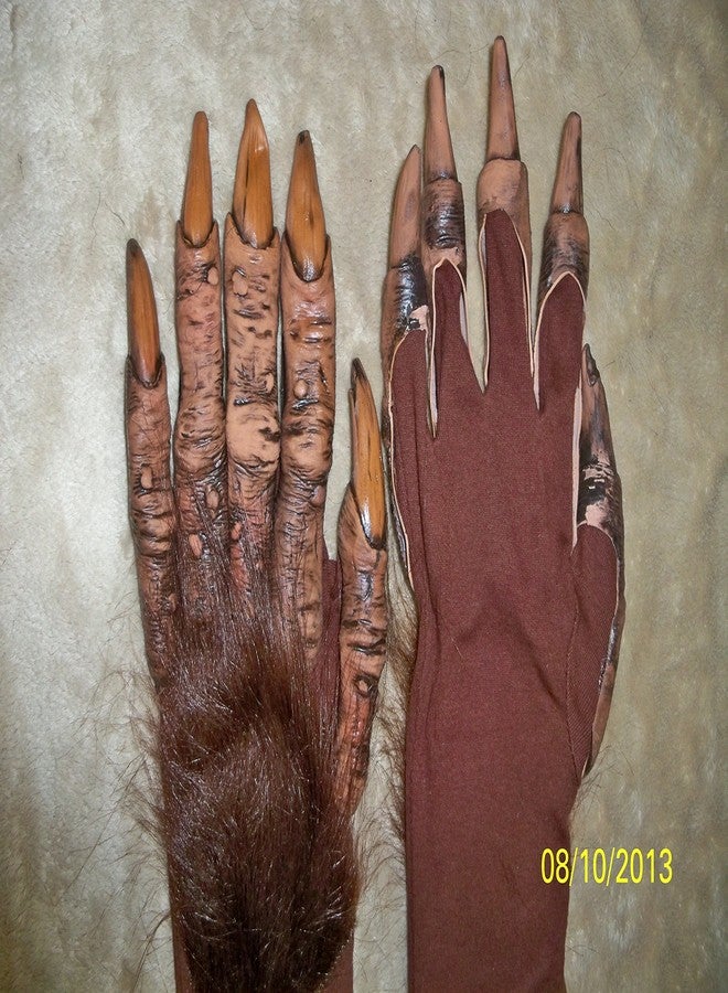 Zagone Studios Zagone Beast Gloves, Brown Faux Fur, Yellow Nails, Gloves - Image 3